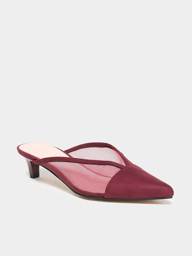 Мюли женские летние, цвет бордовый, текстиль/искусственный велюр 6550605 | 2