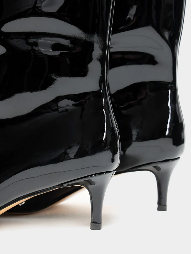 Сапоги женские демисезонные, цвет черный, натуральная лаковая кожа 6550311 | 6