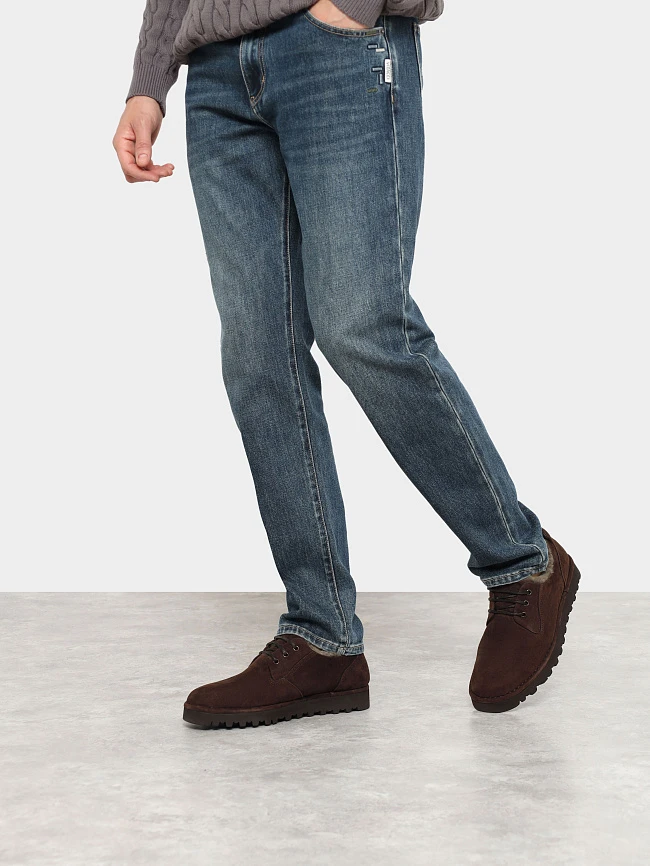 Полуботинки мужские зимние, цвет коричневый, натуральный велюр M262016M | 7