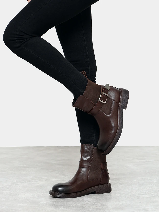 Полусапоги женские демисезонные, цвет коричневый, натуральная кожа 17VC432 | 8