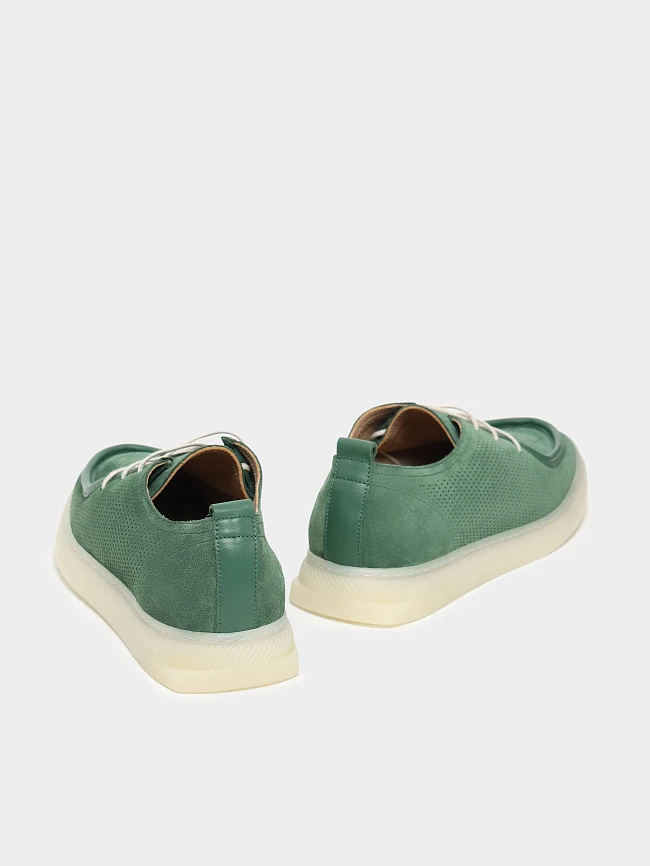 Полуботинки женские демисезонные, цвет зеленый, натуральный спилок 136444 | 4