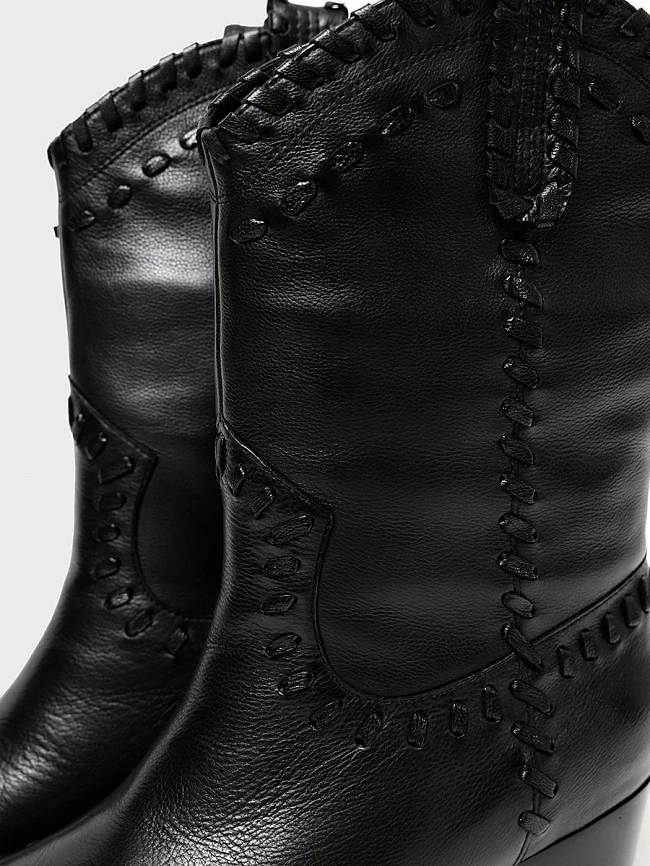 Сапоги женские демисезонные, цвет черный, натуральная кожа 642293 | 5