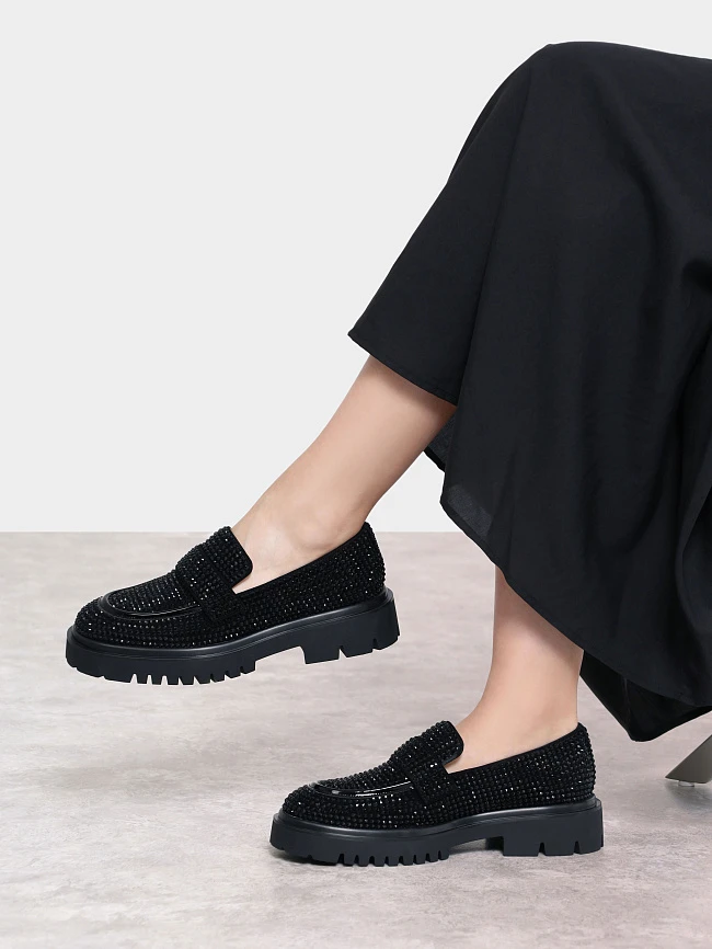 Лоферы женские всесезонные, цвет черный, натуральный велюр 1820529 | 11