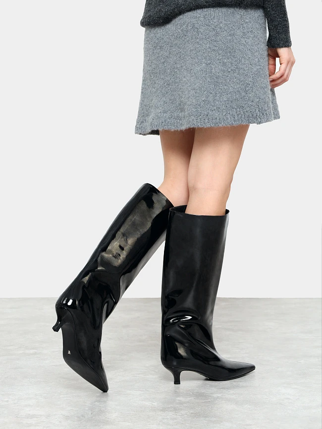 Сапоги женские демисезонные, цвет черный, натуральный наплак 1013760 | 8