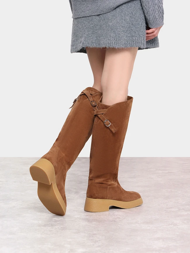 Сапоги женские демисезонные, цвет песочный, натуральный велюр 1730195 | 8