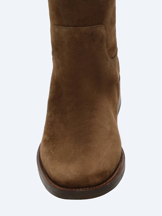 Сапоги женские демисезонные, цвет бежевый, натуральный велюр 1493984 | 4