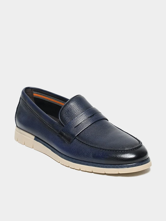 Лоферы мужские летние, цвет синий, натуральная кожа M262288 | 2