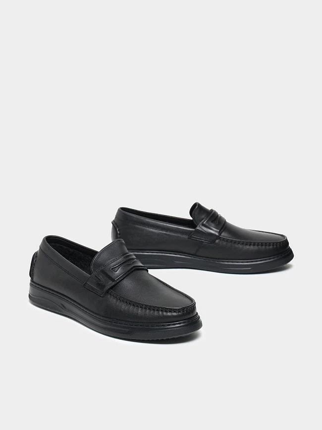 Лоферы мужские зимние, цвет черный, натуральная кожа M80747M | 3