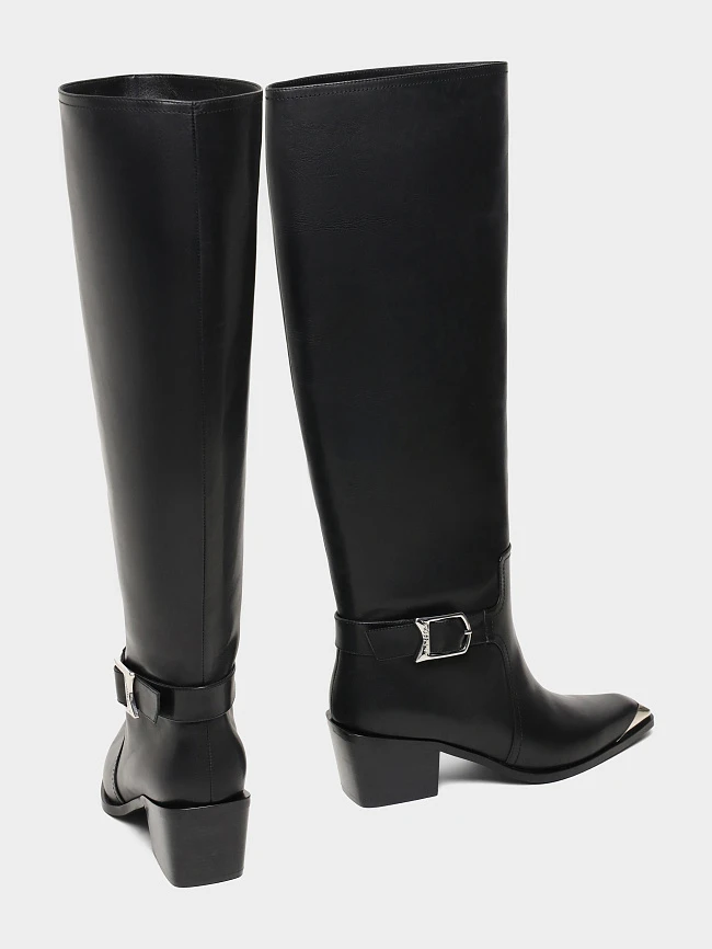 Сапоги женские демисезонные, цвет черный, натуральная кожа 497265 | 4