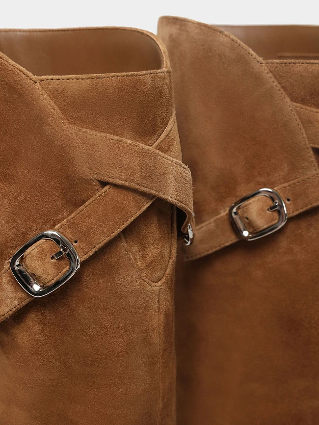 Сапоги женские демисезонные, цвет песочный, натуральный велюр 1730195 | 6