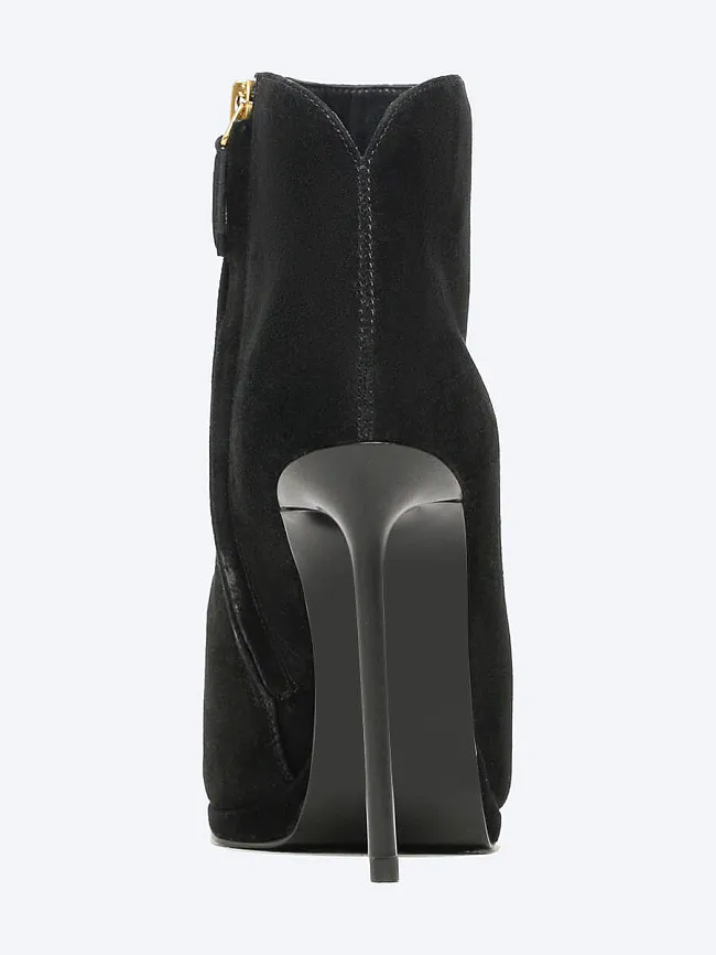 Ботильоны женские демисезонные, цвет черный, натуральный велюр 1493814 | 5