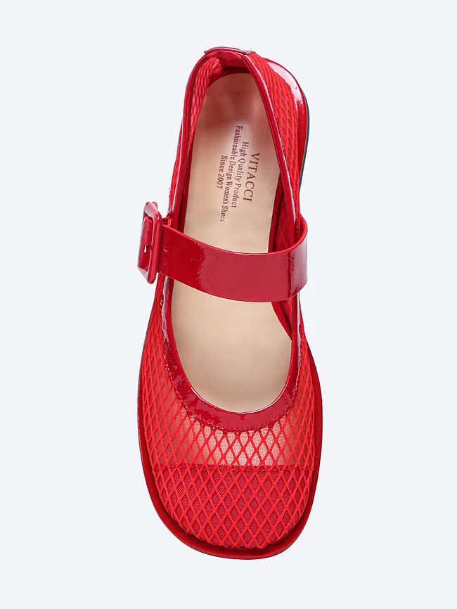 Балетки женские летние, цвет красный, текстиль/натуральная кожа и полимерные материалы 1849720 | 5