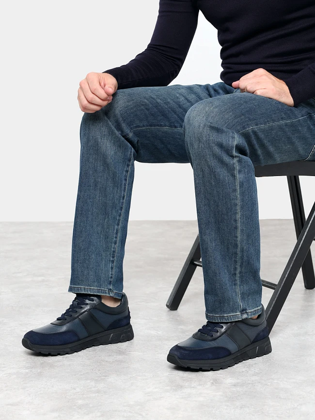 Кроссовки мужские демисезонные, цвет синий, натуральная кожа/натуральный спилок M1782056-1 | 11