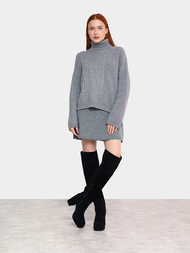 Сапоги женские зимние, цвет черный, натуральный велюр 1730320M | 12