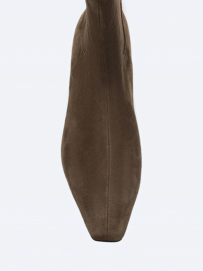 Полусапоги женские всесезонные, цвет коричневый, натуральный велюр 17VC424 | 4