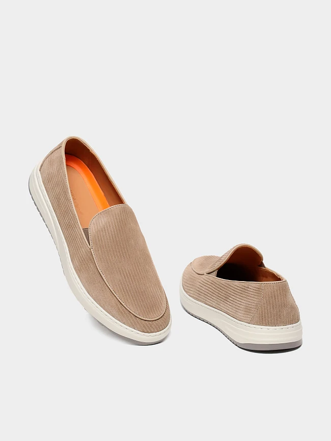 Лоферы мужские демисезон; лето;, цвет бежевый, натуральный спилок M801325 | 2