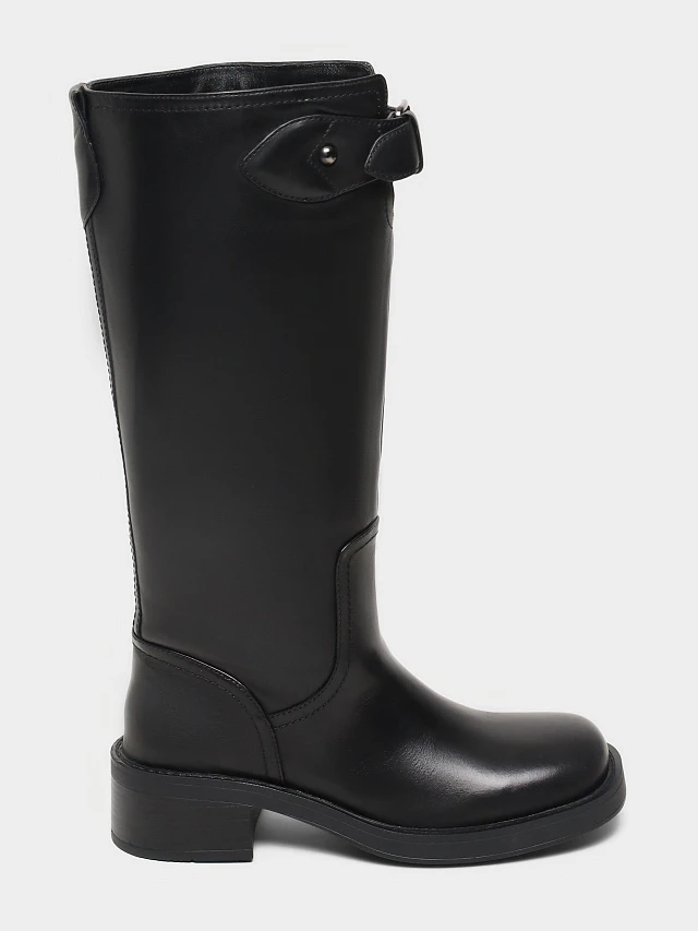 Сапоги женские демисезонные, цвет черный, натуральная кожа 642310 | 1