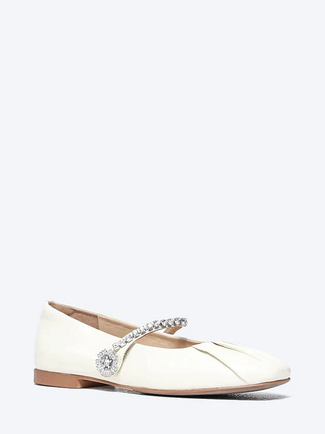 Балетки женские всесезонные, цвет молочный, натуральная кожа 641946 | 1