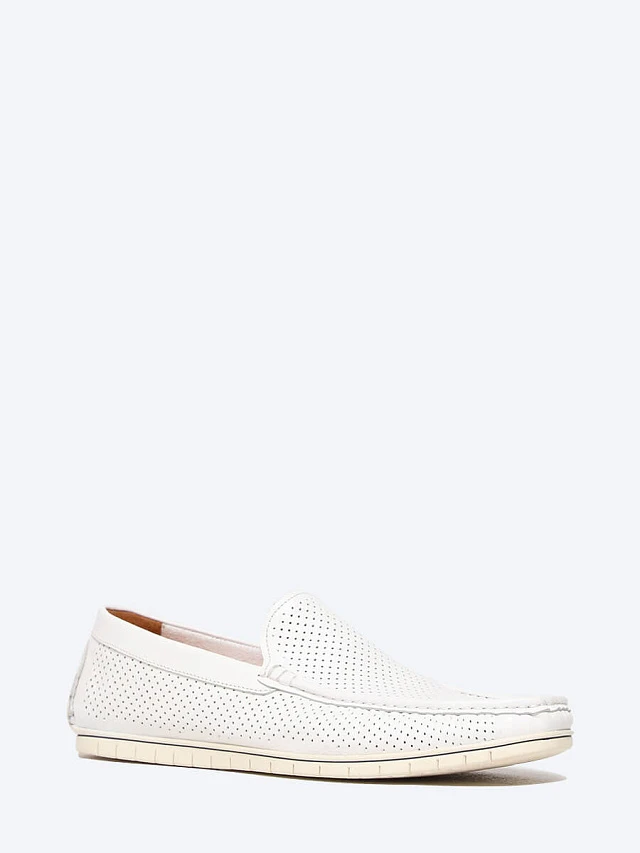 Мокасины мужские летние, цвет белый, натуральная кожа M801157 | 1