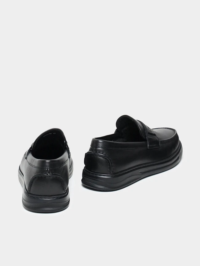 Лоферы мужские зимние, цвет черный, натуральная кожа M80747M | 4