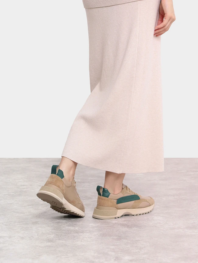 Кроссовки женские демисезонные, цвет бежевый, натуральная кожа/натуральный спилок 1013398 | 9