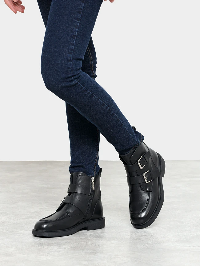 Ботинки женские демисезонные, цвет черный, натуральная кожа 7210318-2 | 7