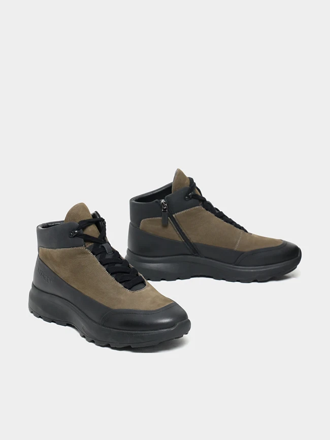 Ботинки мужские демисезонные, цвет хаки, натуральная кожа/натуральный спилок M1782076-1 | 2
