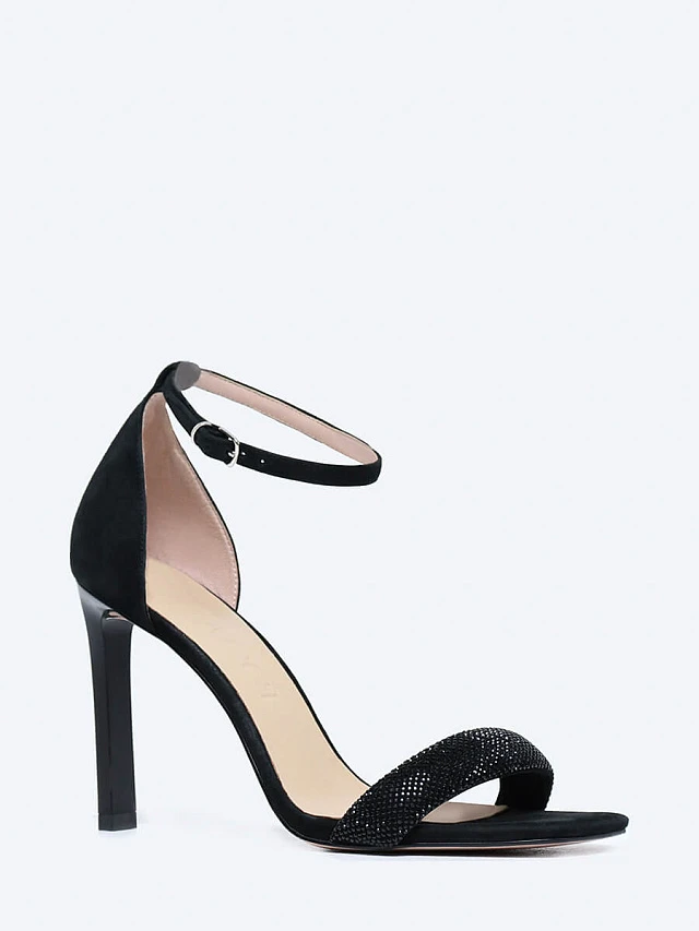 Босоножки женские летние, цвет черный, натуральный велюр 1730422-1 | 1