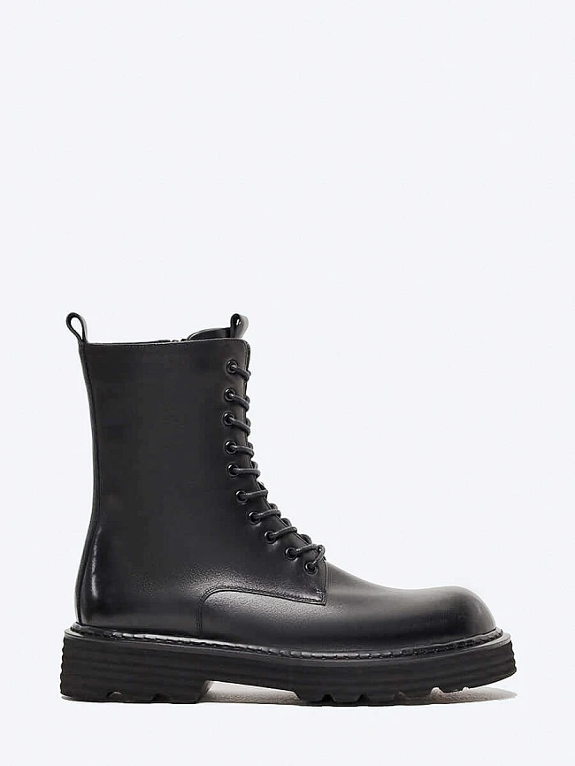 Ботинки мужские демисезонные, цвет черный, натуральная кожа M253883 | 2