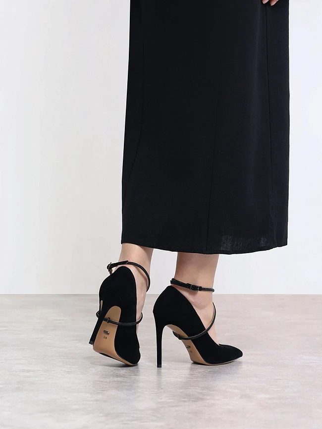 Туфли женские всесезонные, цвет черный, натуральный велюр 494845 | 7