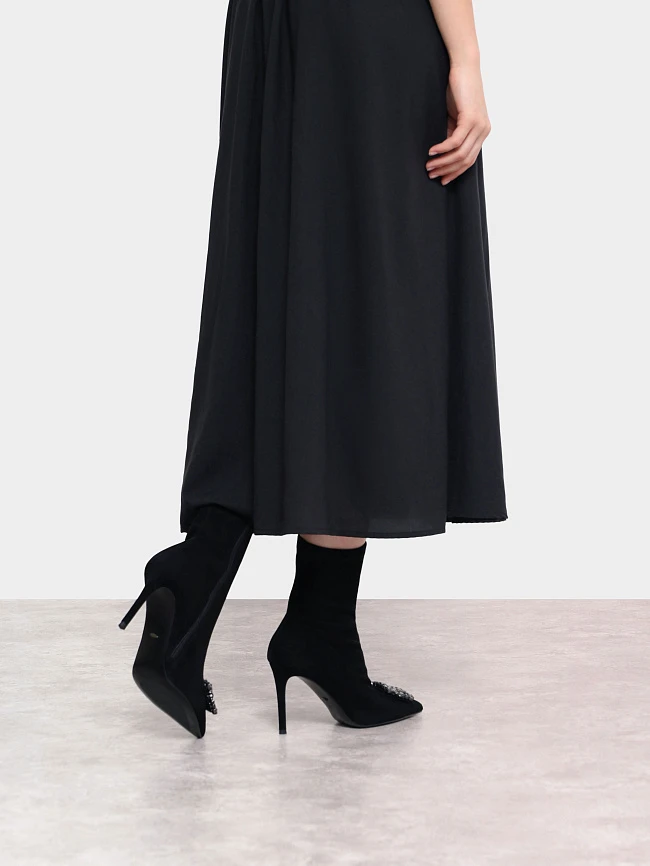 Полусапоги женские демисезонные, цвет черный, натуральный велюр 1820306 | 9