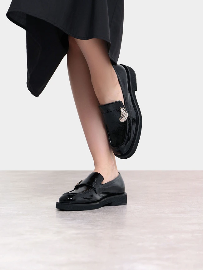 Лоферы женские всесезонные, цвет черный, натуральный наплак 1820664 | 10