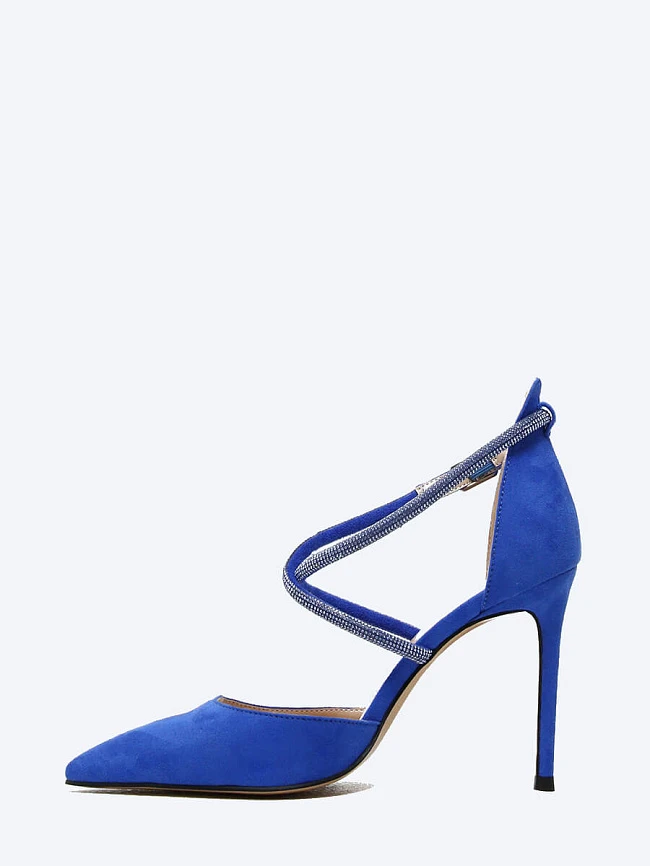 Туфли женские летние, цвет синий, искусственный велюр 2390105 | 3