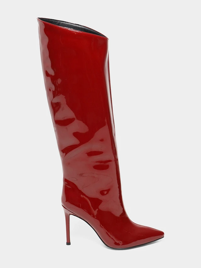 Сапоги женские демисезонные, цвет бордовый, искусственная лаковая кожа 6550436 | 1