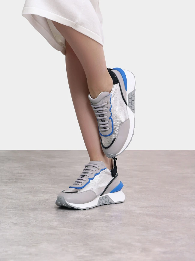 Кроссовки женские демисезонные, цвет серый, натуральная кожа 136591 | 10