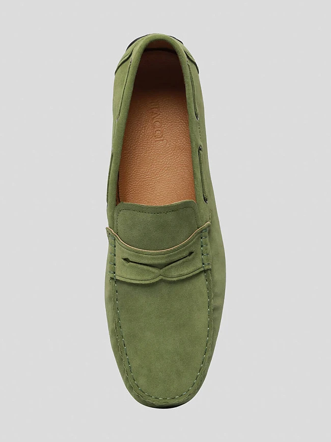 Мокасины мужские демисезонные, цвет зеленый, натуральный спилок M253233 | 4