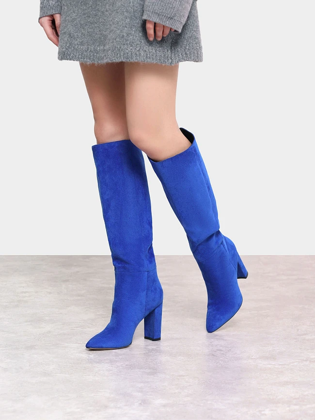 Сапоги женские демисезонные, цвет синий, искусственный велюр 1398883 | 8