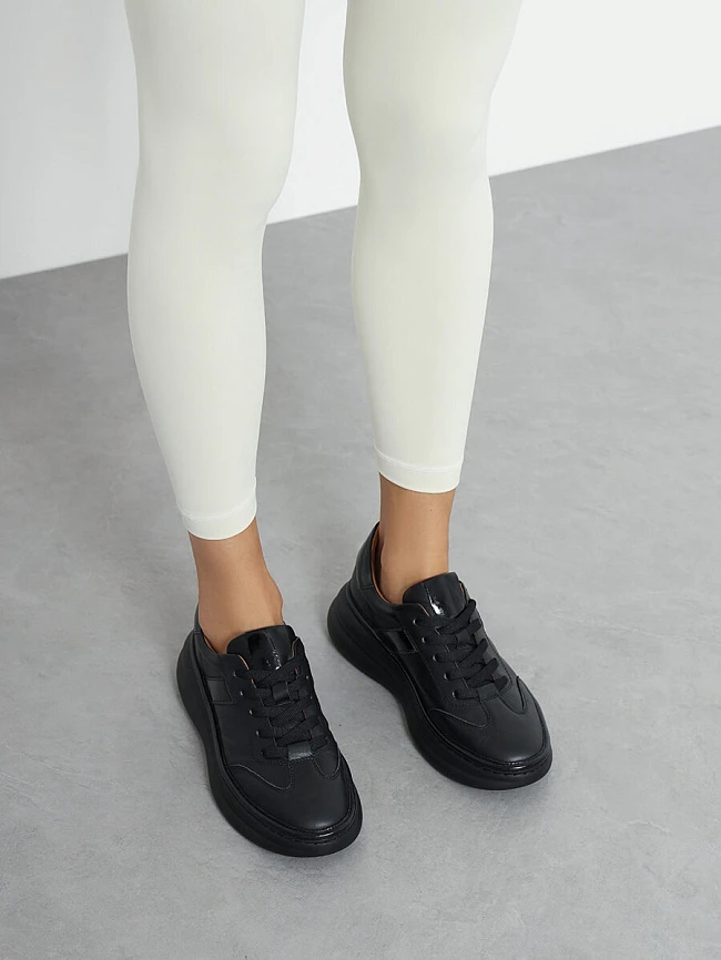 Кроссовки женские демисезонные, цвет черный, натуральная кожа 1221535 | 13