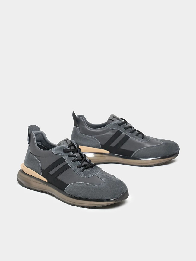 Кроссовки мужские демисезонные, цвет серый, натуральная кожа/натуральный спилок M01VC034 | 3