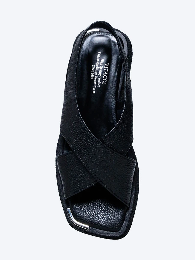 Сандалии женские летние, цвет черный, натуральная кожа и полимерные материалы 1849800 | 4