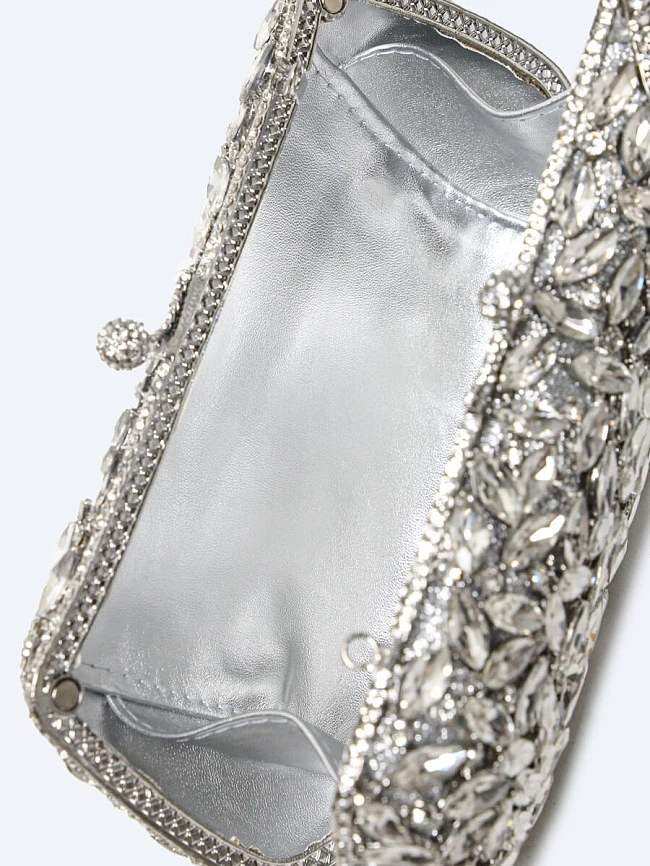 Клатчи C1189-29 женские цвет серебряный, текстиль/стразы C1189-29        | 4