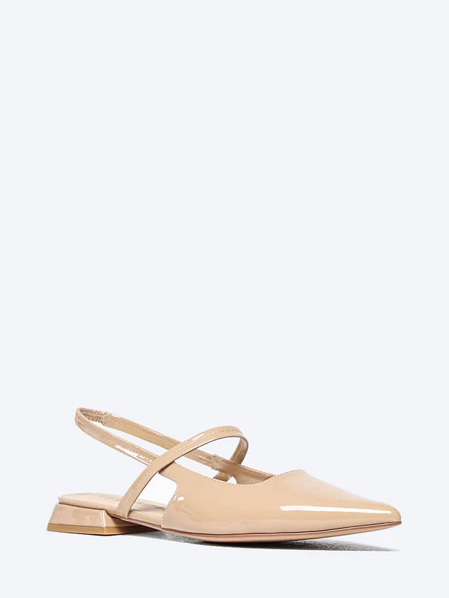 Туфли женские летние, цвет бежевый, натуральная лаковая кожа 642025 | 1