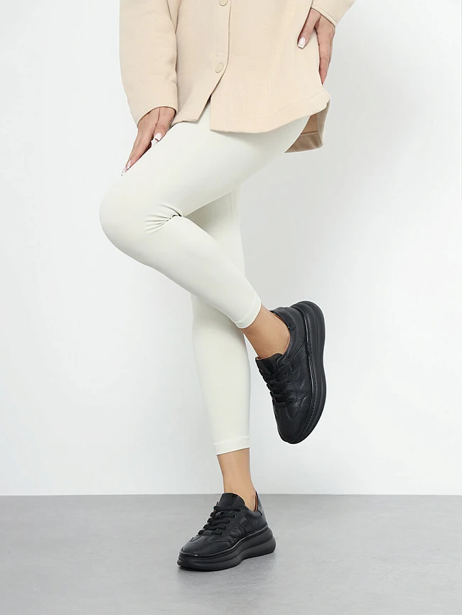 Кроссовки женские демисезонные, цвет черный, натуральная кожа 1221535 | 15