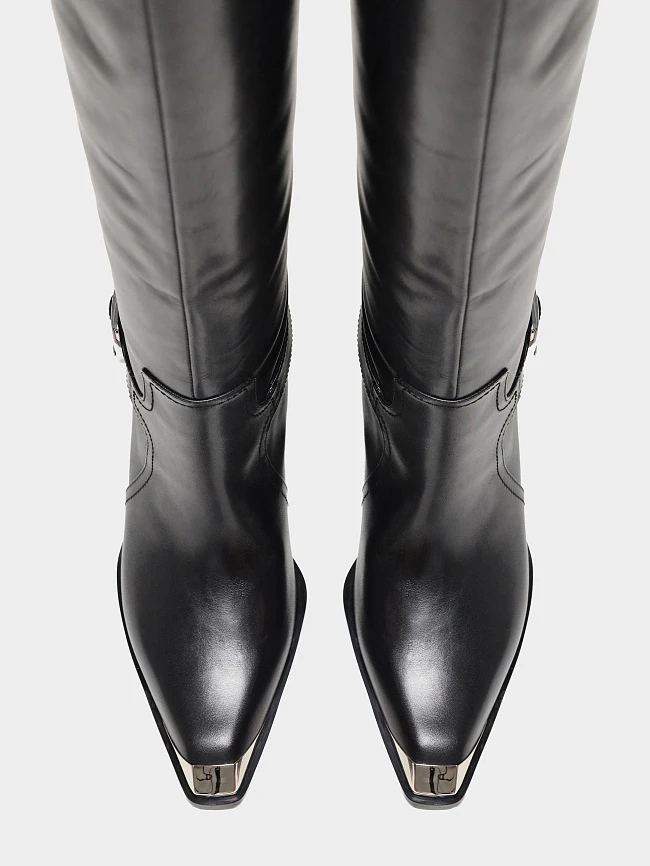 Сапоги женские демисезонные, цвет черный, натуральная кожа 497265 | 5