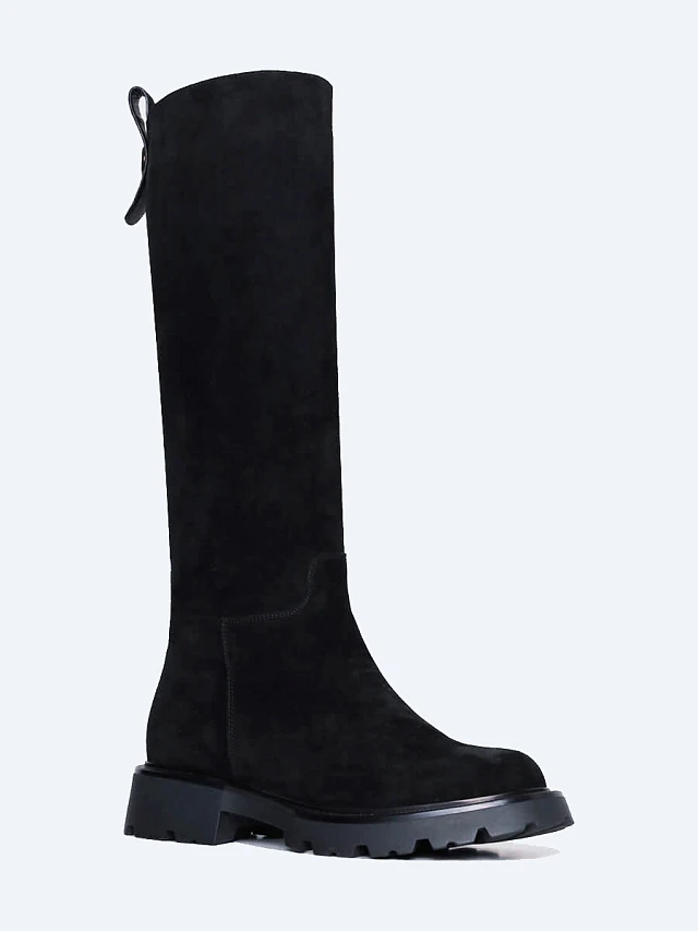 Сапоги женские зимние, цвет черный, натуральный велюр 1847782M | 1