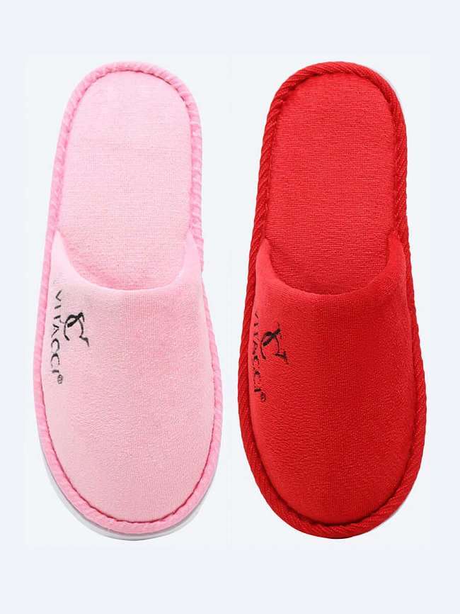 Тапочки (2 пары) унисекс для дома, цвет красный, текстиль SLIP17 | 2