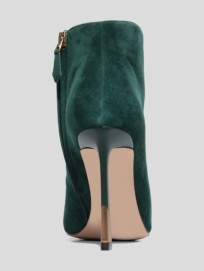 Ботильоны женские демисезонные, цвет изумрудный, натуральный велюр 1492806 | 5