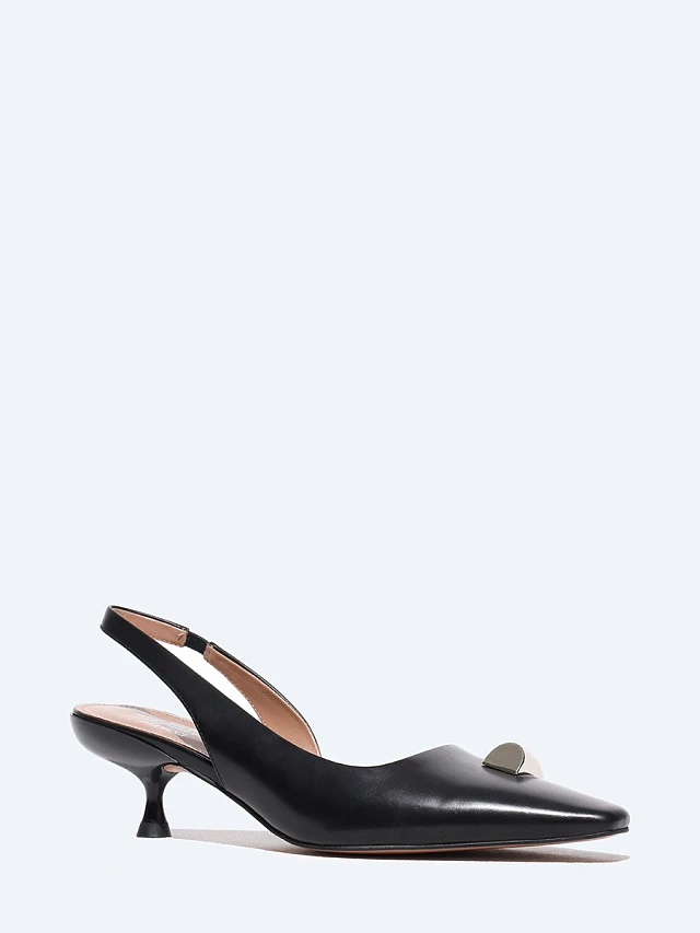 Туфли женские летние, цвет черный, натуральная кожа (теленок) 1013694 | 1