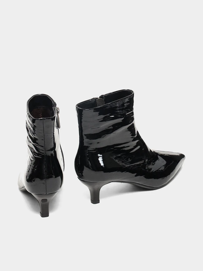 Ботильоны женские всесезонные, цвет черный, натуральная лаковая кожа 17VC425 | 4
