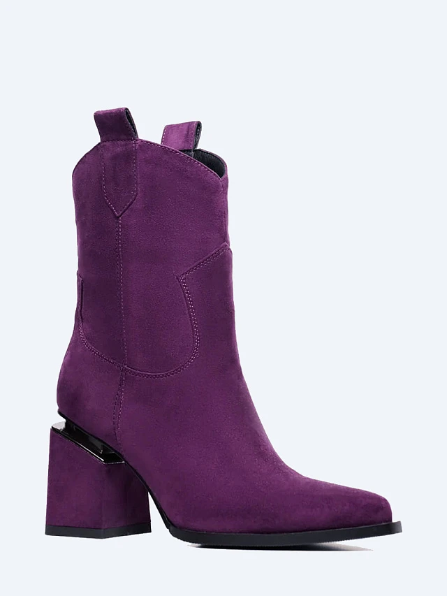 Полусапоги женские демисезонные, цвет фиолетовый, искусственный велюр 1847442 | 1